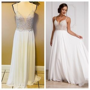 NWOT Lulus Luxe True Love White Beaded Rhinestone Maxi Dress